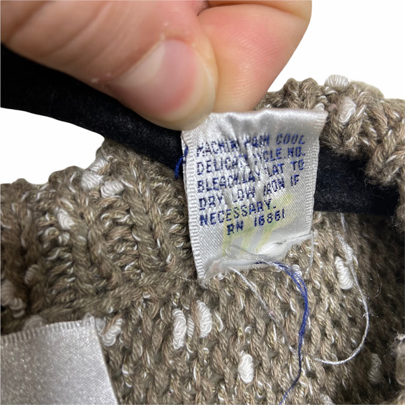 VTG Dolman Sleeve Textured Knit Sweater Size Large Brown Cream Abstract Damon - Picture 5 of 5